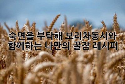 숙면을 부탁해! 보리차동서와 함께하는 나만의 꿀잠 레시피 ✨