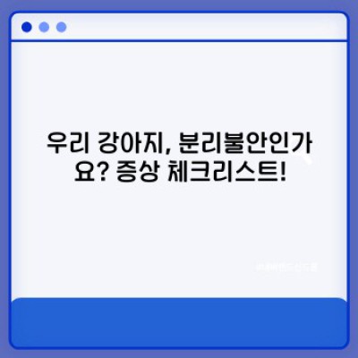 강아지 분리불안, 혼자 두면 안절부절? 해결 방법 총정리!