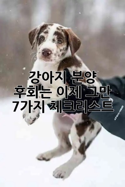 🐶 강아지 분양, 후회는 이제 그만! 7가지 체크리스트 ✅